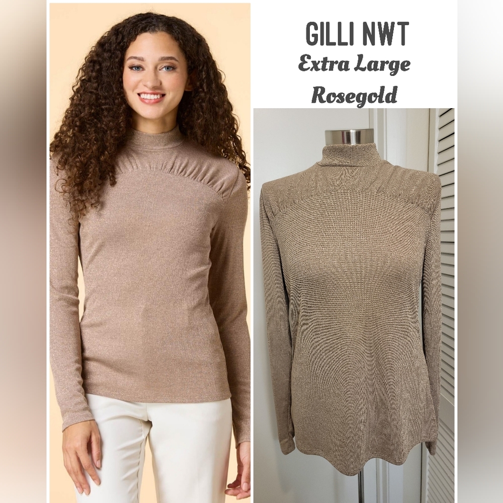 GILLI ROSEGOLD MOCK NECK SWEATER NWT
